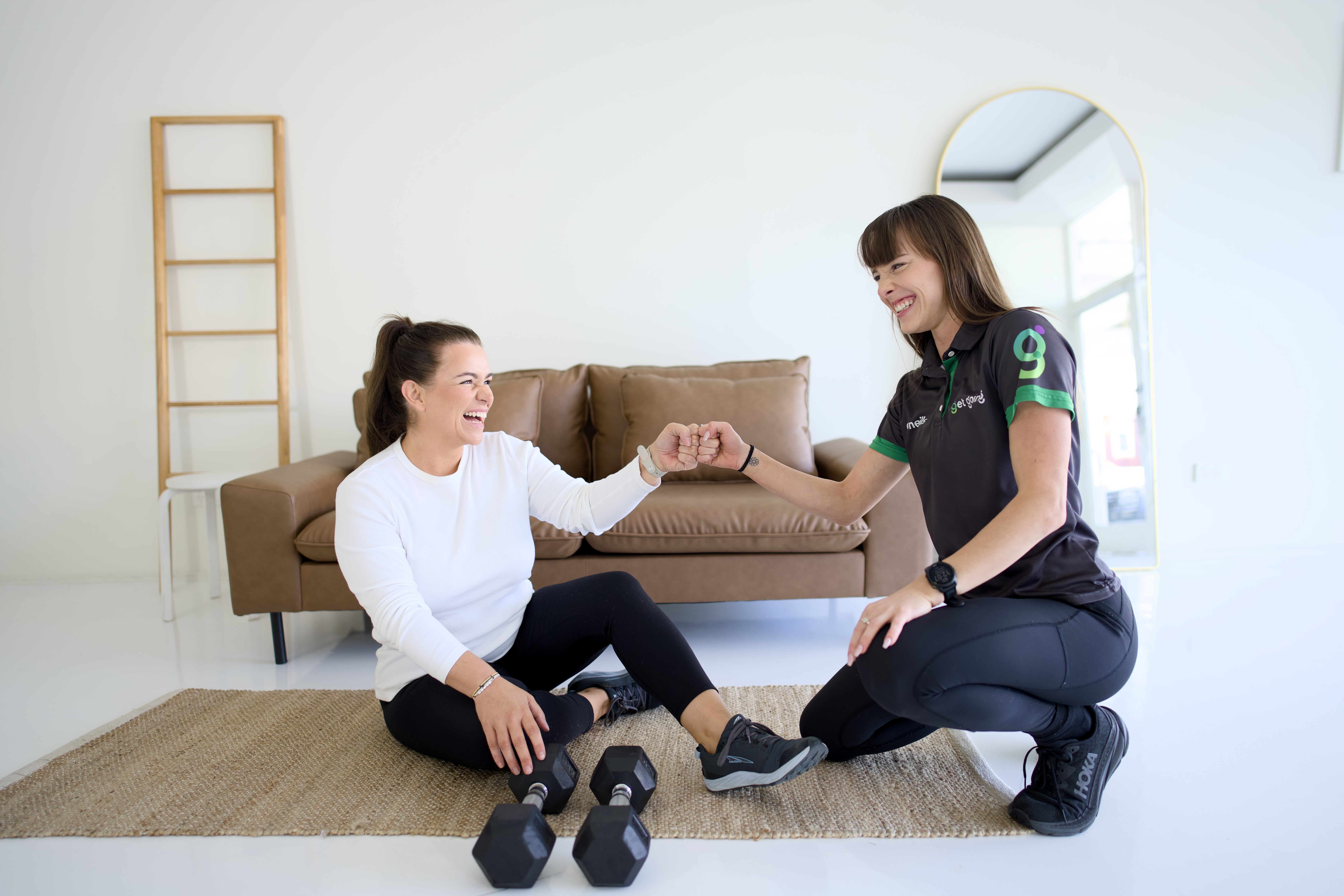 Get Going PT trainer working with a client during an in-home personal training session in Melbourne